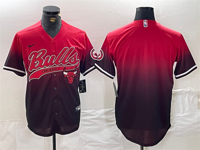 Men's Chicago Bulls Blank Red/Black Cool Base Stitched Baseball Jersey
